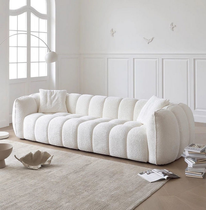 Viral Bubble Pumpkin Sofa | Skin-Friendly Alpaca Wool Fabric | Ready-Assembled | Multi-Seater Sofa for Small Living Rooms | Factory Direct Supply