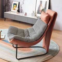New Design Modern Semi Egg Shaped Living Room Chair for Home Foam Padded Lounge Chair Furniture with Black Steel Base China Factory