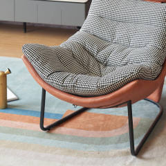 New Design Modern Semi Egg Shaped Living Room Chair for Home Foam Padded Lounge Chair Furniture with Black Steel Base China Factory