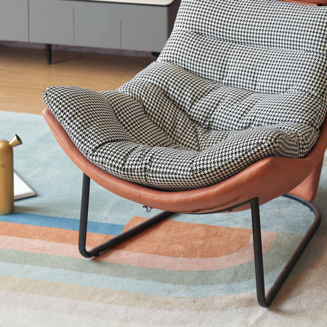 New Design Modern Semi Egg Shaped Living Room Chair for Home Foam Padded Lounge Chair Furniture with Black Steel Base China Factory