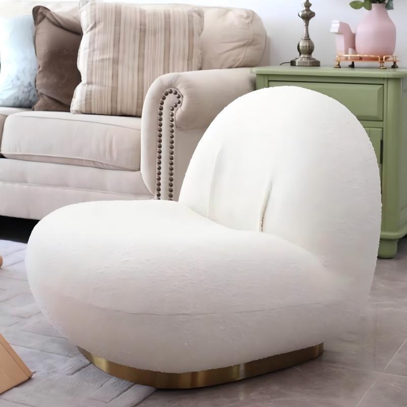 Unique Shaped Lounge Chair With Molded Cotton Body and Matte Black Metal Base China Factory