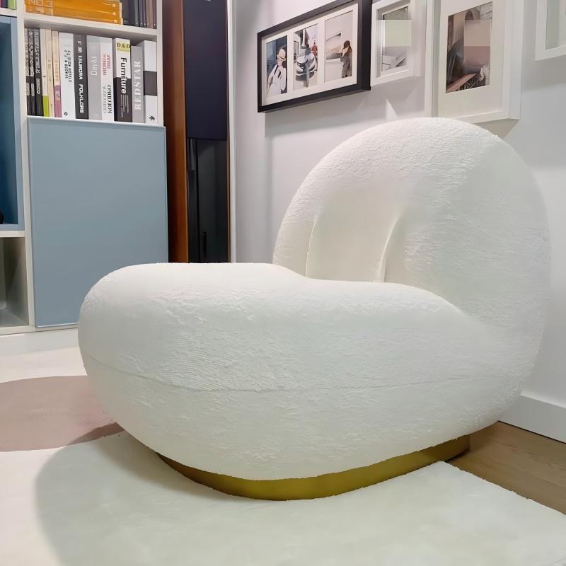 Unique Shaped Lounge Chair With Molded Cotton Body and Matte Black Metal Base China Factory