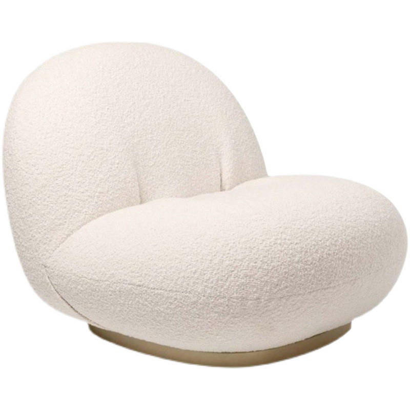Unique Shaped Lounge Chair With Molded Cotton Body and Matte Black Metal Base China Factory