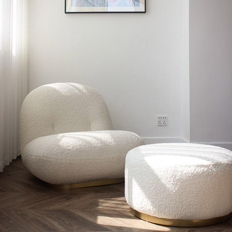 Unique Shaped Lounge Chair With Molded Cotton Body and Matte Black Metal Base China Factory