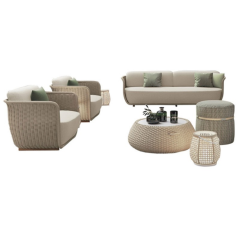 Design Hand woven belt furniture  for Courtyard & Garden. Outdoor Rattan Chair Waterproof Sunproof Sofa for Terrace Balcony Suitable for Open-air Use