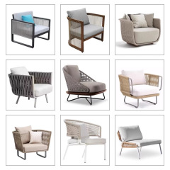 Design Hand woven belt furniture  for Courtyard & Garden. Outdoor Rattan Chair Waterproof Sunproof Sofa for Terrace Balcony Suitable for Open-air Use