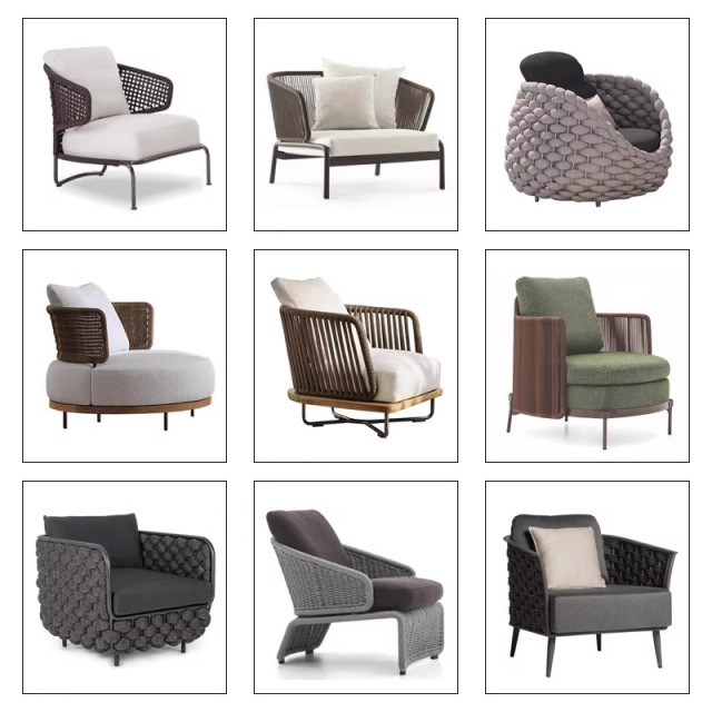 Design Hand woven belt furniture  for Courtyard & Garden. Outdoor Rattan Chair Waterproof Sunproof Sofa for Terrace Balcony Suitable for Open-air Use