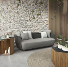 Design Hand woven belt furniture  for Courtyard & Garden. Outdoor Rattan Chair Waterproof Sunproof Sofa for Terrace Balcony Suitable for Open-air Use