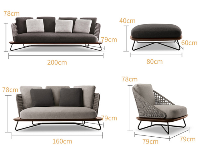 Freedom Belian sofa NEW Outdoor Furniture Rattan Sofa Rattan Wicker Seater Patio Couch with Cushio Free combination Funiture