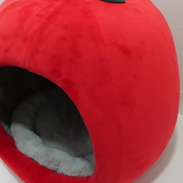 Apple Shaped Cat Bed, Warm Winter Cat Cave with Removable Washable Cushion, Cute Cozy Pet Sofa Bed for Cats & Small Dogs, OEM/ODM Customizable