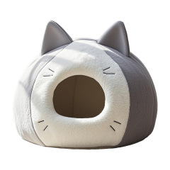 Wholesale Cat Face Semi-Enclosed Cat Bed, Winter Warm Pet Cave with Memory Foam, Factory Direct Cat House for Cats & Small Dogs, Customizable