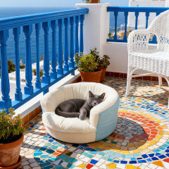 Plush Pet Sofa Bed, Semi-Enclosed Warm Dog Bed for Small/Medium Pets, Compressible Cat Bed with Sponge Cushion, Winter Cozy Pet Nest