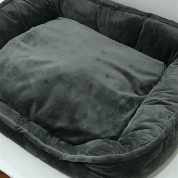 Compressible Plush Dog Bed, Sofa-Style Pet Bed with Non-Slip Bottom, Washable PP Cotton Filled Cat Bed for Small Medium Dogs Cats