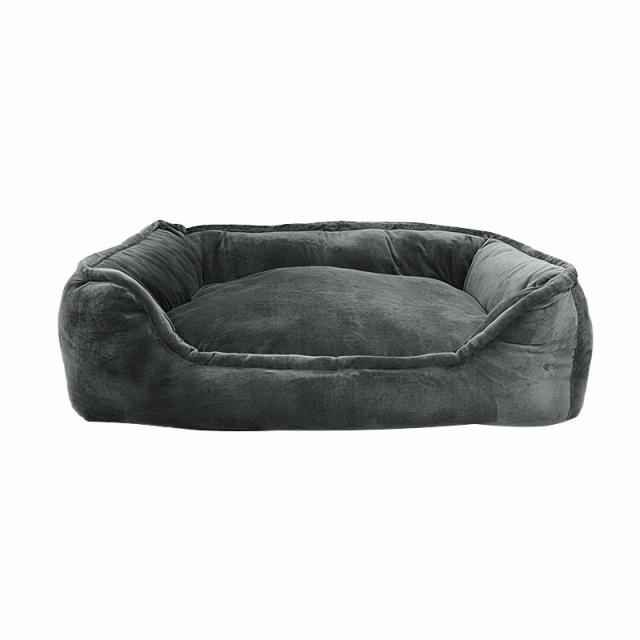 Compressible Plush Dog Bed, Sofa-Style Pet Bed with Non-Slip Bottom, Washable PP Cotton Filled Cat Bed for Small Medium Dogs Cats