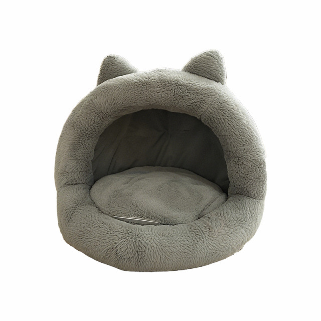 Deep Sleep Semi-Enclosed Pet Bed, Short Plush Warm Dog Bed for Small Dogs Cats, Removable Washable Winter Cat Cave Bed