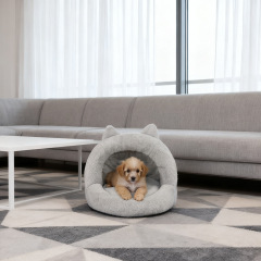 Deep Sleep Semi-Enclosed Pet Bed, Short Plush Warm Dog Bed for Small Dogs Cats, Removable Washable Winter Cat Cave Bed
