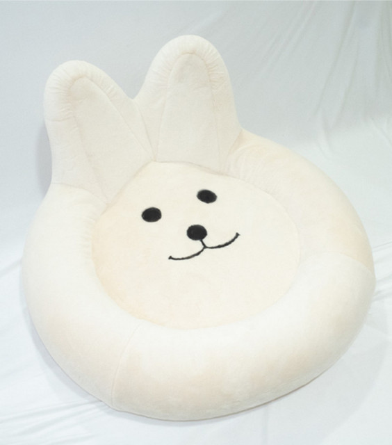 Bunny Shaped Plush Pet Bed, Round Dog Sofa with Removable Washable Cover, Cute Rabbit Cat Bed for Small Dogs & Cats, OEM/ODM Supported