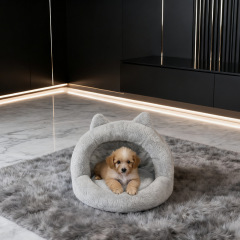 Deep Sleep Semi-Enclosed Pet Bed, Short Plush Warm Dog Bed for Small Dogs Cats, Removable Washable Winter Cat Cave Bed