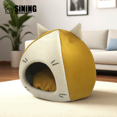 Cute Cat Face Semi-Closed Pet Cave Bed – Factory Direct Supply for Wholesale & Custom Orders