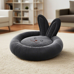 Bunny Shaped Plush Pet Bed, Round Dog Sofa with Removable Washable Cover, Cute Rabbit Cat Bed for Small Dogs & Cats, OEM/ODM Supported