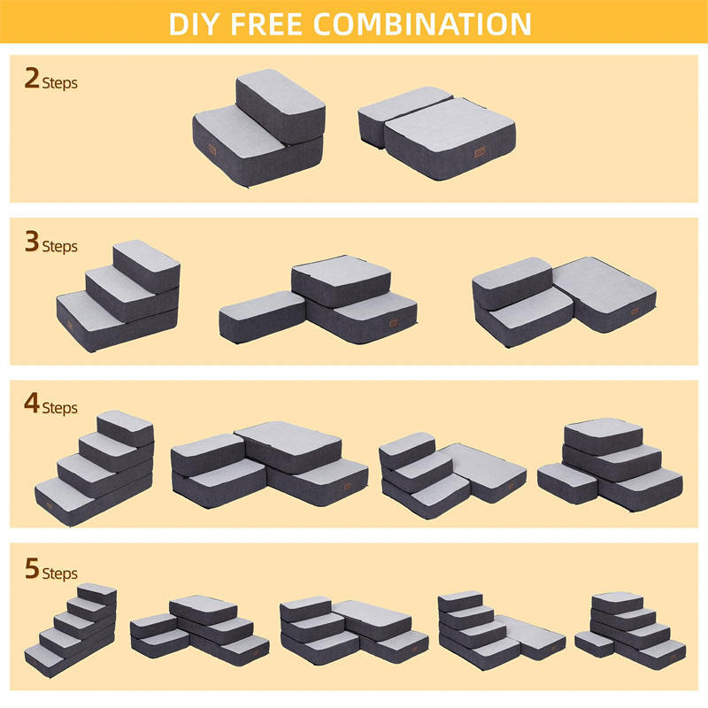 Wholesale Stitching Foam Pet Steps – Extra Wide Anti-Skid Folding Dog Stairs for Small & Large Dogs