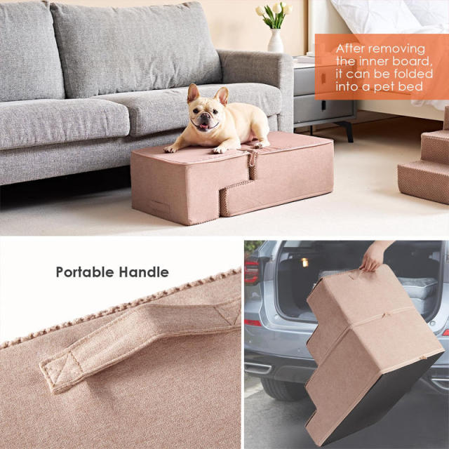 Wholesale Non-Slip Foam Pet Steps for Small Dogs and Cats – Folding Dog Stairs for Bed, Portable Pet Ramp with Removable Washable Cover – ALLBEST OEM Manufacturer