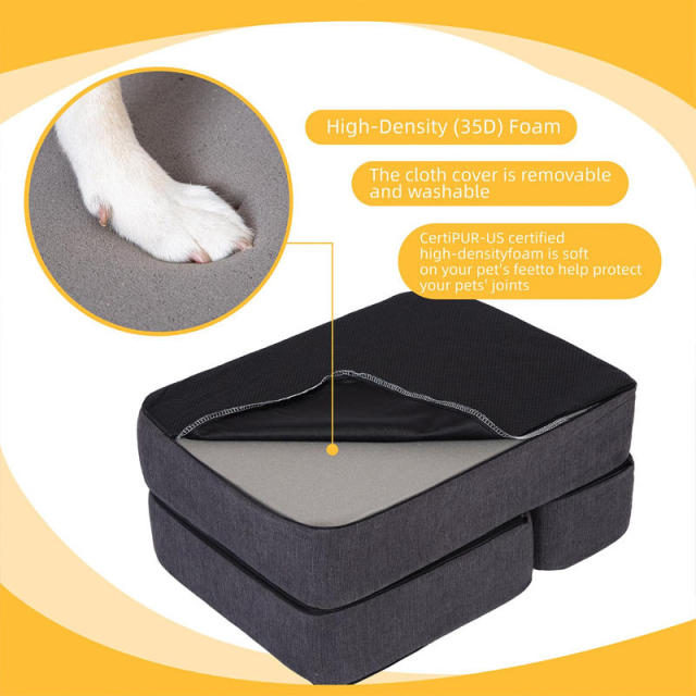 Wholesale Stitching Foam Pet Steps – Extra Wide Anti-Skid Folding Dog Stairs for Small & Large Dogs