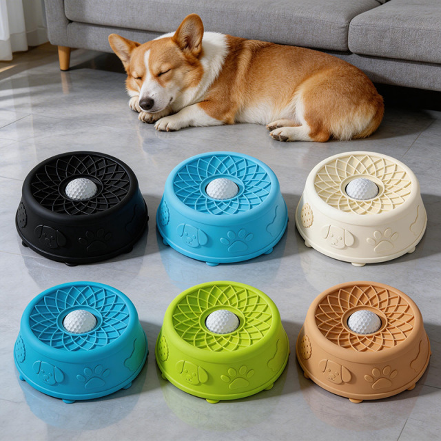 2026 New Trend Wholesale Suction Cup Food Dispenser Anti-slip Dog Cat Liquid Treat Silicone Slow Feeder Lick Bowl with Ball
