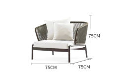 Nordic Modern Style 4Pcs Outdoor Patio Furniture Set 3 Rattan Chair Sofa &1 Coffee Table