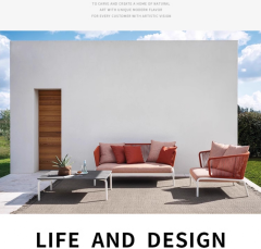 Nordic Modern Style 4Pcs Outdoor Patio Furniture Set 3 Rattan Chair Sofa &1 Coffee Table