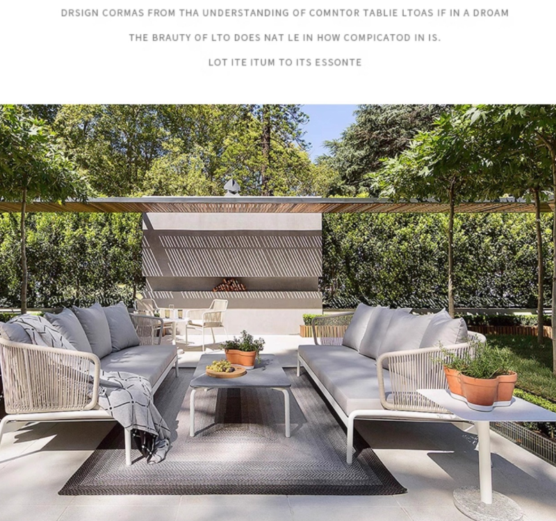 Nordic Modern Style 4Pcs Outdoor Patio Furniture Set 3 Rattan Chair Sofa &1 Coffee Table