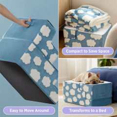 Wholesale Foldable Pet Stairs for Dogs, Convertible Foam Dog Steps with Wooden Slats & Washable Cover