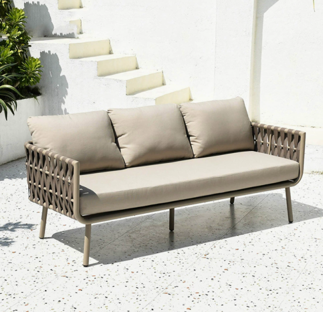 Sense Outdoor Sofa, 3-seater, natural / taupe Lounge Garden Furniture Set Poly Rattan, Dining Set, Outdoor Sofa, Armchair & Table