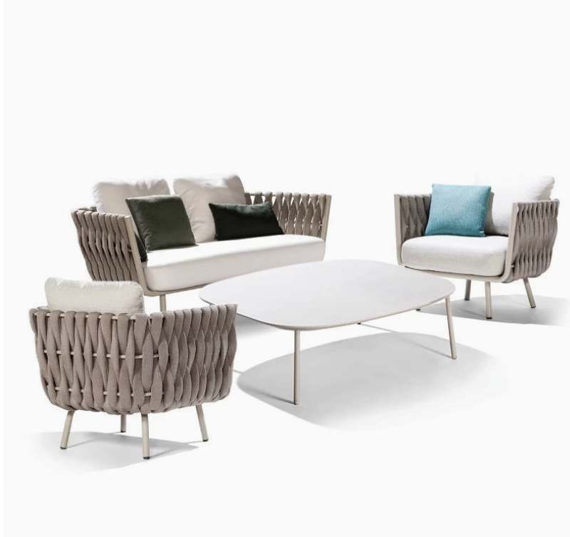 Sense Outdoor Sofa, 3-seater, natural / taupe Lounge Garden Furniture Set Poly Rattan, Dining Set, Outdoor Sofa, Armchair & Table