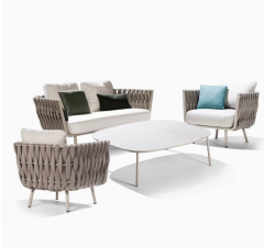 Sense Outdoor Sofa, 3-seater, natural / taupe Lounge Garden Furniture Set Poly Rattan, Dining Set, Outdoor Sofa, Armchair & Table
