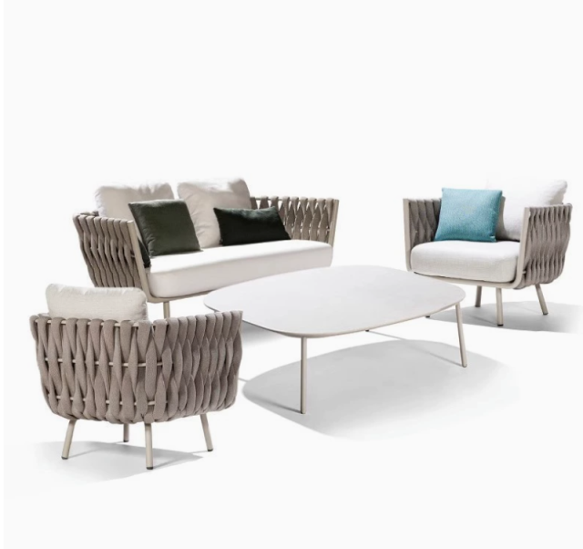 Sense Outdoor Sofa, 3-seater, natural / taupe Lounge Garden Furniture Set Poly Rattan, Dining Set, Outdoor Sofa, Armchair & Table