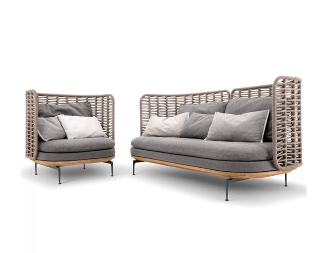 Aluminum Frame Outdoor Sofa Set, Rain & Corrosion Resistant, 10-Year Durability