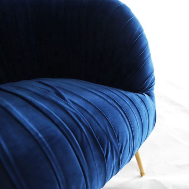 Modern Leisure Single Fabric Sofa Chair / American Minimalist Velvet Accent Chair / Light Luxury Metal Leg Armchair
