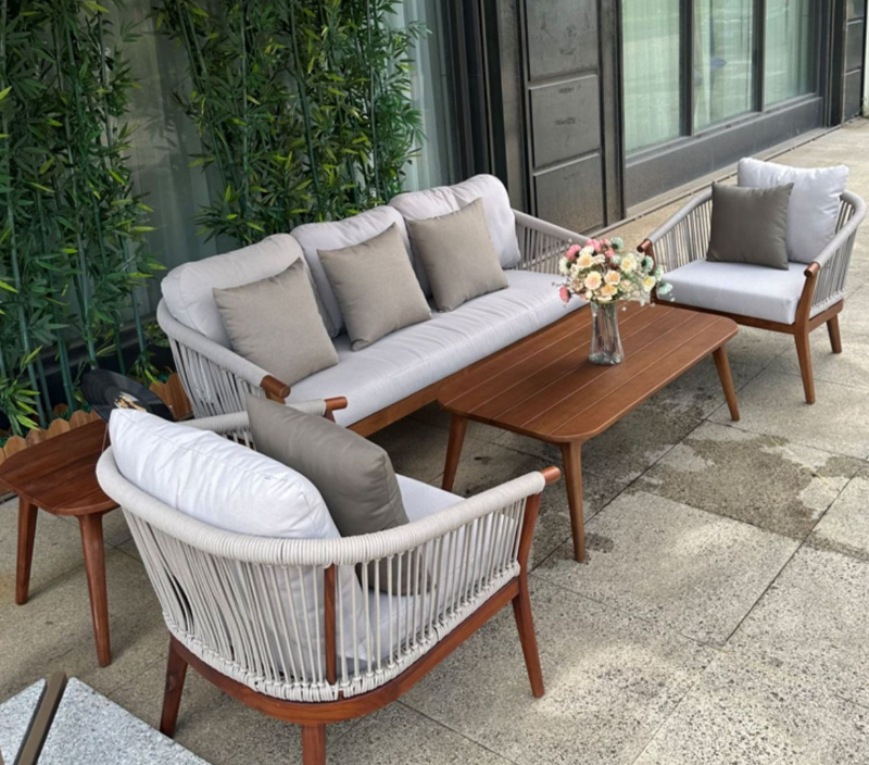 Garden Outdoor Sofa for Afternoon Tea, Create a Cozy Nook Sofa set with Table  and Chair