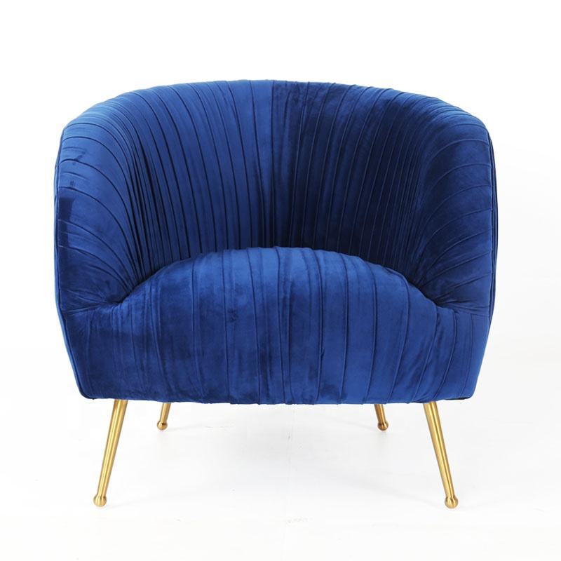 Modern Leisure Single Fabric Sofa Chair / American Minimalist Velvet Accent Chair / Light Luxury Metal Leg Armchair