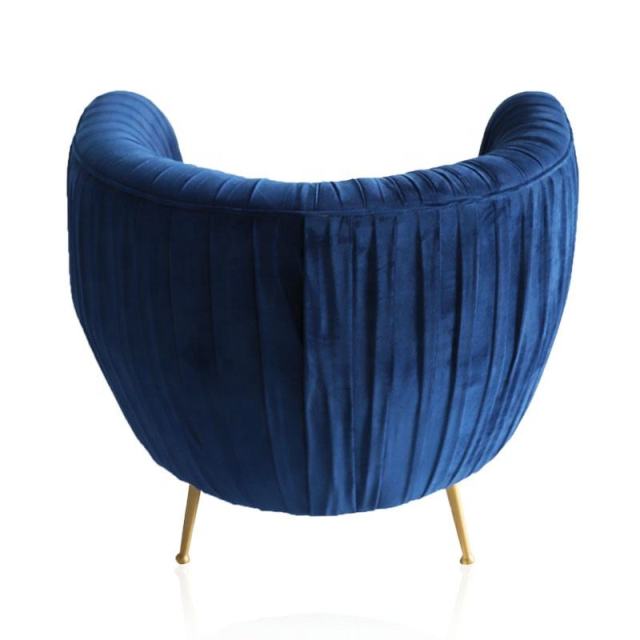 Modern Leisure Single Fabric Sofa Chair / American Minimalist Velvet Accent Chair / Light Luxury Metal Leg Armchair