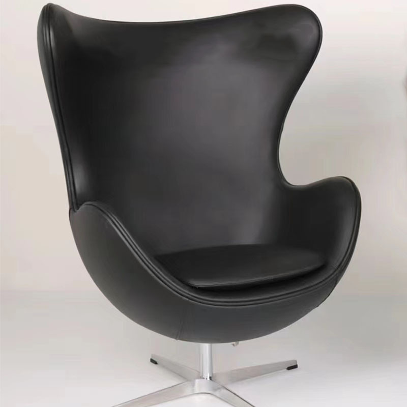 Custom Egg Chair - Modern Art Leisure Swivel Chair, Luxury Genuine Leather Accent Chair for Lounge & Rest Area