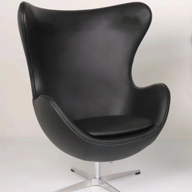 Custom Egg Chair - Modern Art Leisure Swivel Chair, Luxury Genuine Leather Accent Chair for Lounge & Rest Area