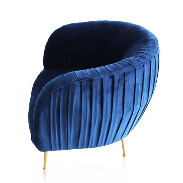 Modern Leisure Single Fabric Sofa Chair / American Minimalist Velvet Accent Chair / Light Luxury Metal Leg Armchair