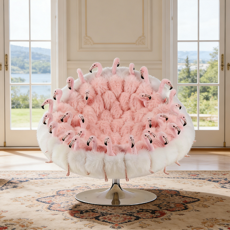 Creative Armchair Aesthetic Flamingo Lounge Seating Decorative Velvet Soft Single Accent Couch Art Floor Settee Chairs