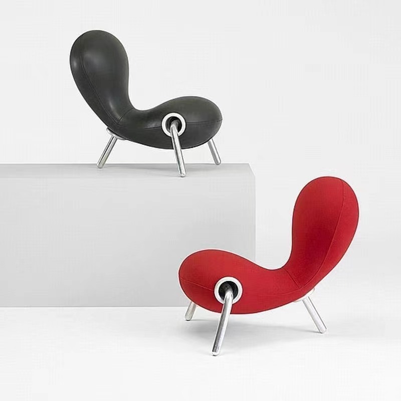 Italian Design Embryo Chair, Creative Ant-Shaped Accent Chair with Tripod Metal Legs
