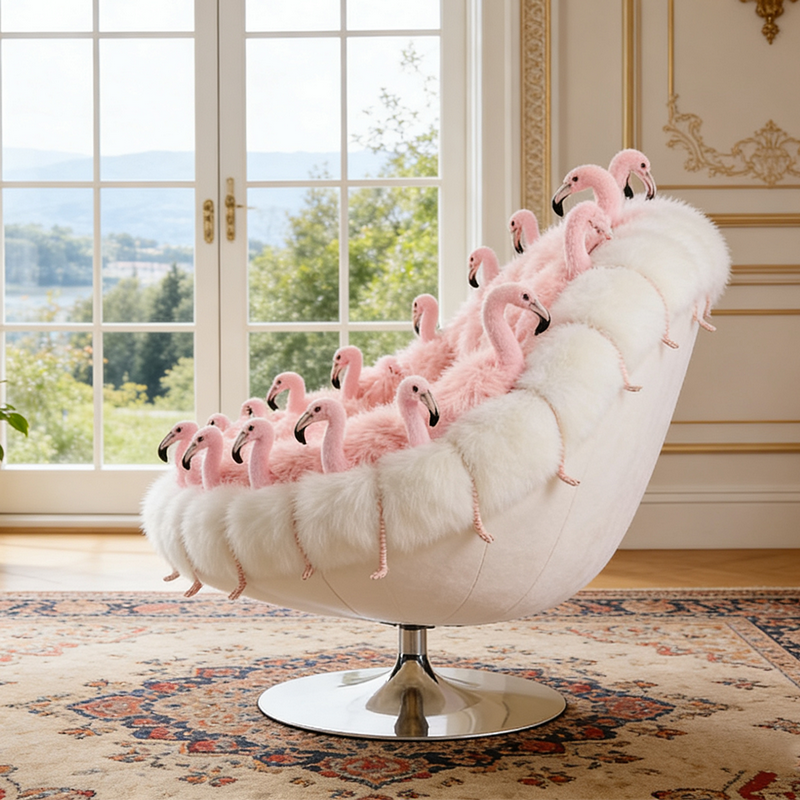Creative Armchair Aesthetic Flamingo Lounge Seating Decorative Velvet Soft Single Accent Couch Art Floor Settee Chairs