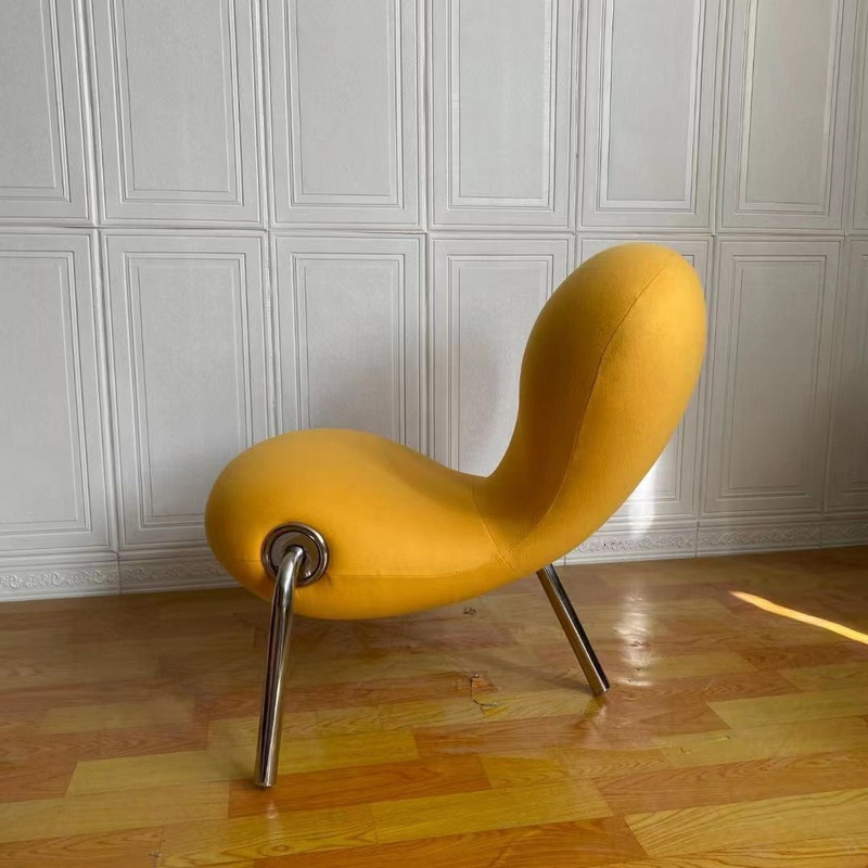 Italian Design Embryo Chair, Creative Ant-Shaped Accent Chair with Tripod Metal Legs
