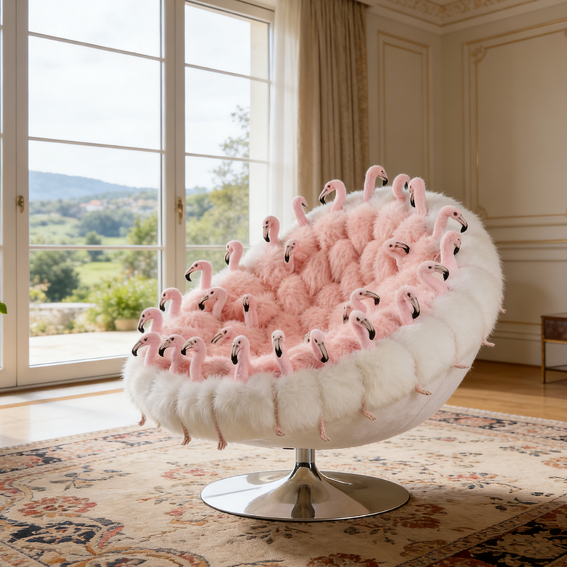 Creative Armchair Aesthetic Flamingo Lounge Seating Decorative Velvet Soft Single Accent Couch Art Floor Settee Chairs