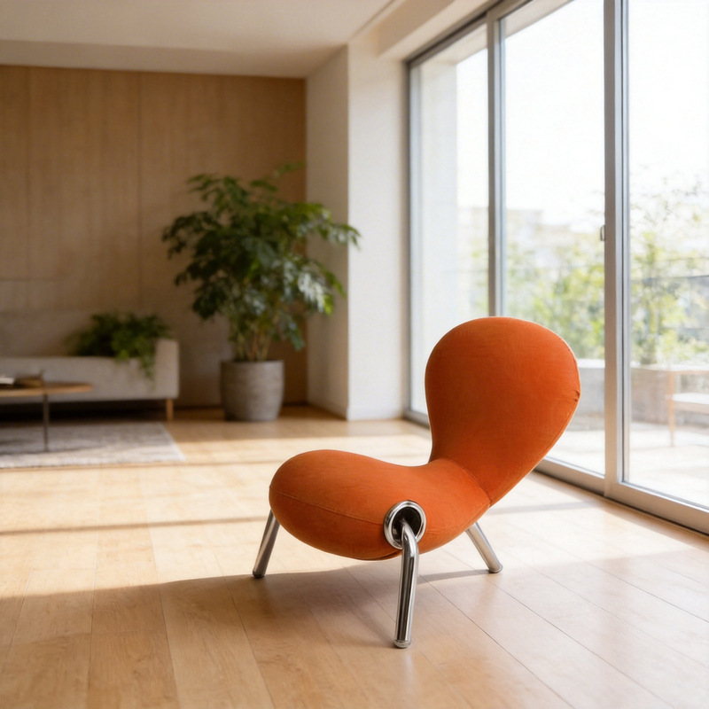 Italian Design Embryo Chair, Creative Ant-Shaped Accent Chair with Tripod Metal Legs
